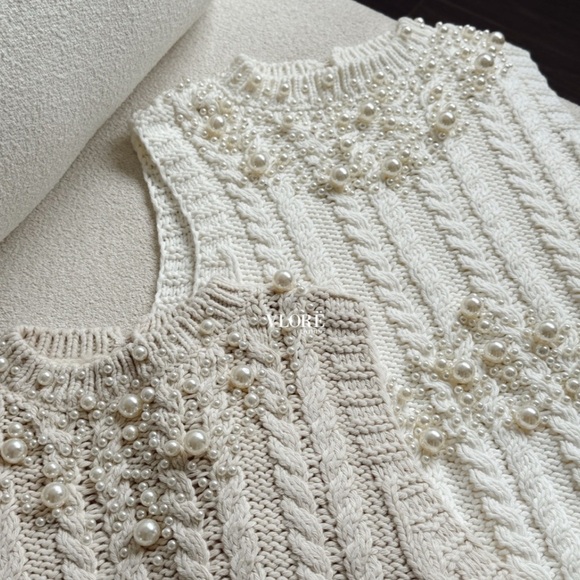 Zara Women Small White Pearl Embellished Knit Tank Sleeveless Blouse Elegant - Picture 10 of 10